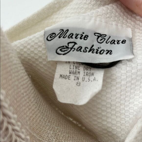 Marie Clare Fashion White Buttoned Crop VTG MADE IN USA - Picture 2 of 8